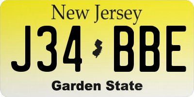 NJ license plate J34BBE