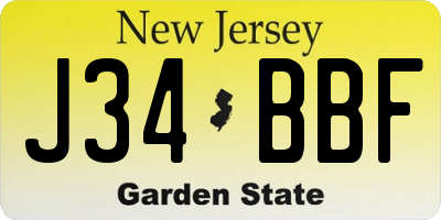 NJ license plate J34BBF