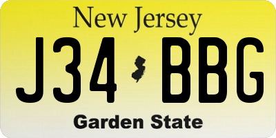 NJ license plate J34BBG