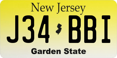 NJ license plate J34BBI