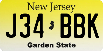 NJ license plate J34BBK