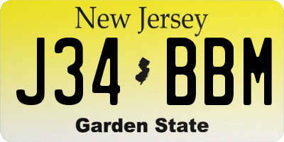 NJ license plate J34BBM