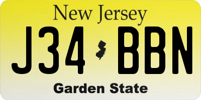 NJ license plate J34BBN