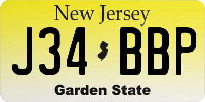 NJ license plate J34BBP