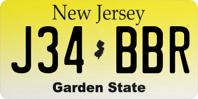 NJ license plate J34BBR