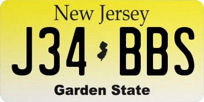 NJ license plate J34BBS