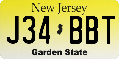 NJ license plate J34BBT