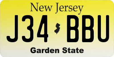 NJ license plate J34BBU