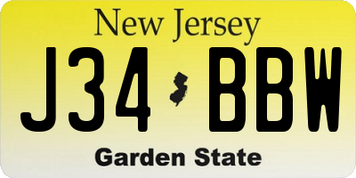 NJ license plate J34BBW