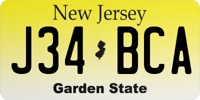 NJ license plate J34BCA