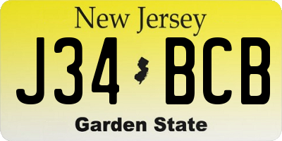 NJ license plate J34BCB