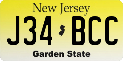 NJ license plate J34BCC