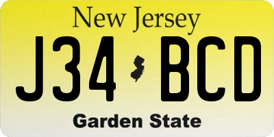 NJ license plate J34BCD