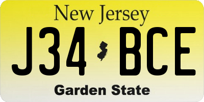 NJ license plate J34BCE