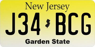 NJ license plate J34BCG