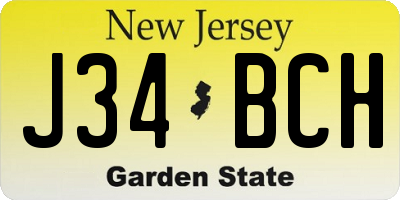 NJ license plate J34BCH