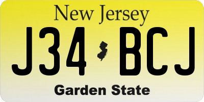 NJ license plate J34BCJ