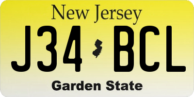 NJ license plate J34BCL