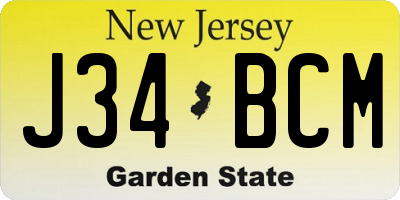 NJ license plate J34BCM