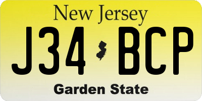 NJ license plate J34BCP