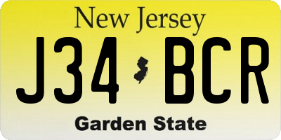 NJ license plate J34BCR