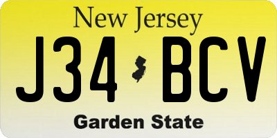 NJ license plate J34BCV