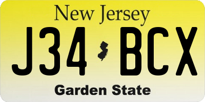 NJ license plate J34BCX