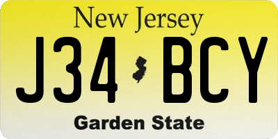 NJ license plate J34BCY