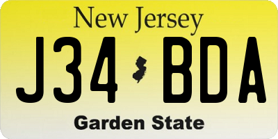 NJ license plate J34BDA