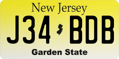 NJ license plate J34BDB