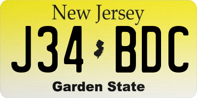 NJ license plate J34BDC