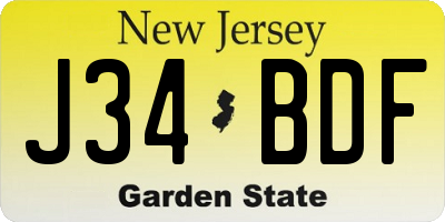 NJ license plate J34BDF