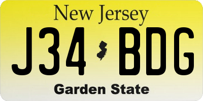 NJ license plate J34BDG