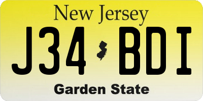 NJ license plate J34BDI