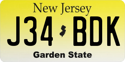 NJ license plate J34BDK