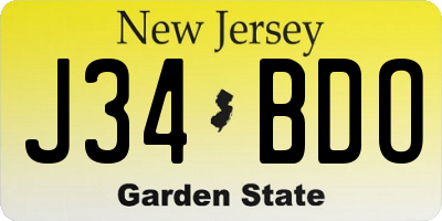 NJ license plate J34BDO