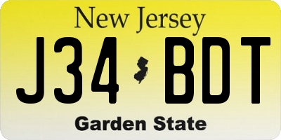 NJ license plate J34BDT