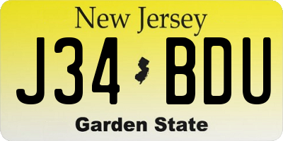 NJ license plate J34BDU