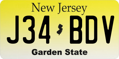 NJ license plate J34BDV