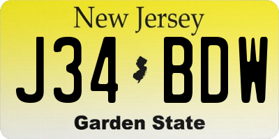 NJ license plate J34BDW