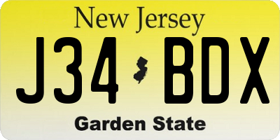 NJ license plate J34BDX