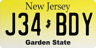 NJ license plate J34BDY