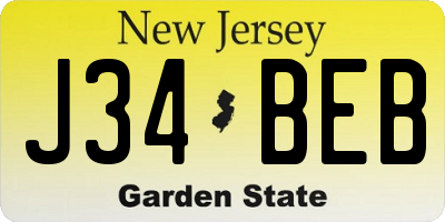 NJ license plate J34BEB