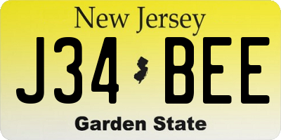 NJ license plate J34BEE