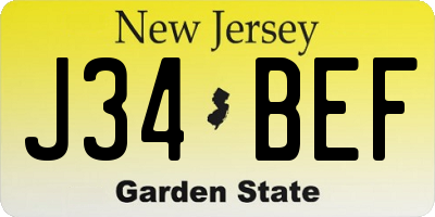 NJ license plate J34BEF