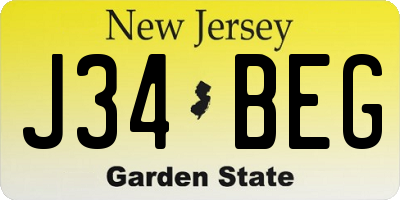 NJ license plate J34BEG