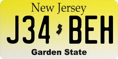 NJ license plate J34BEH