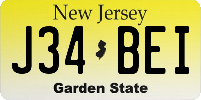 NJ license plate J34BEI