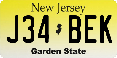 NJ license plate J34BEK