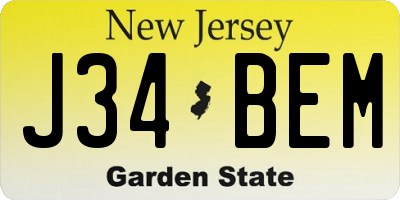 NJ license plate J34BEM